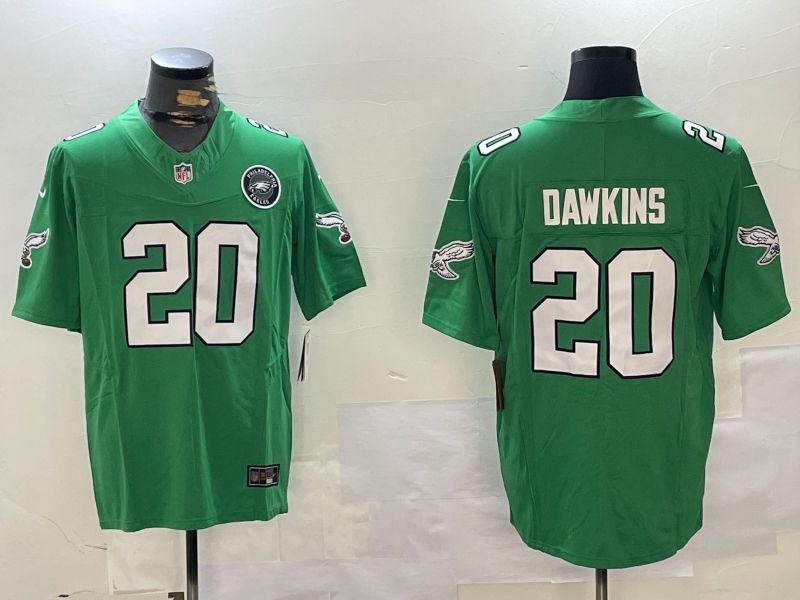 Men Philadelphia Eagles #20 Dawkins Green Throwback 2024 Nike Vapor Limited NFL Jersey style 2